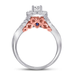 14kt Two-tone Gold Womens Round Diamond Bridal Wedding Engagement Ring Band Set 1.00 Cttw (Certified)