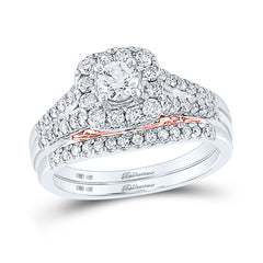 14kt Two-tone Gold Womens Round Diamond Bridal Wedding Engagement Ring Band Set 1.00 Cttw (Certified)