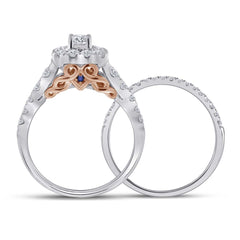 14kt Two-tone Gold Womens Round Diamond Bridal Wedding Engagement Ring Band Set 1.00 Cttw (Certified)