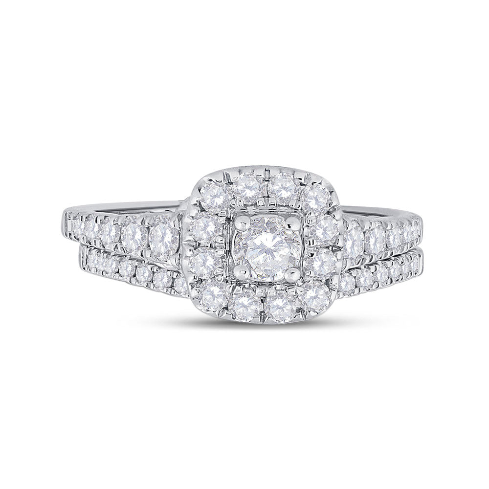 14kt Two-tone Gold Womens Round Diamond Bridal Wedding Engagement Ring Band Set 1.00 Cttw (Certified)