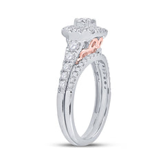 14kt Two-tone Gold Womens Round Diamond Bridal Wedding Engagement Ring Band Set 1.00 Cttw (Certified)