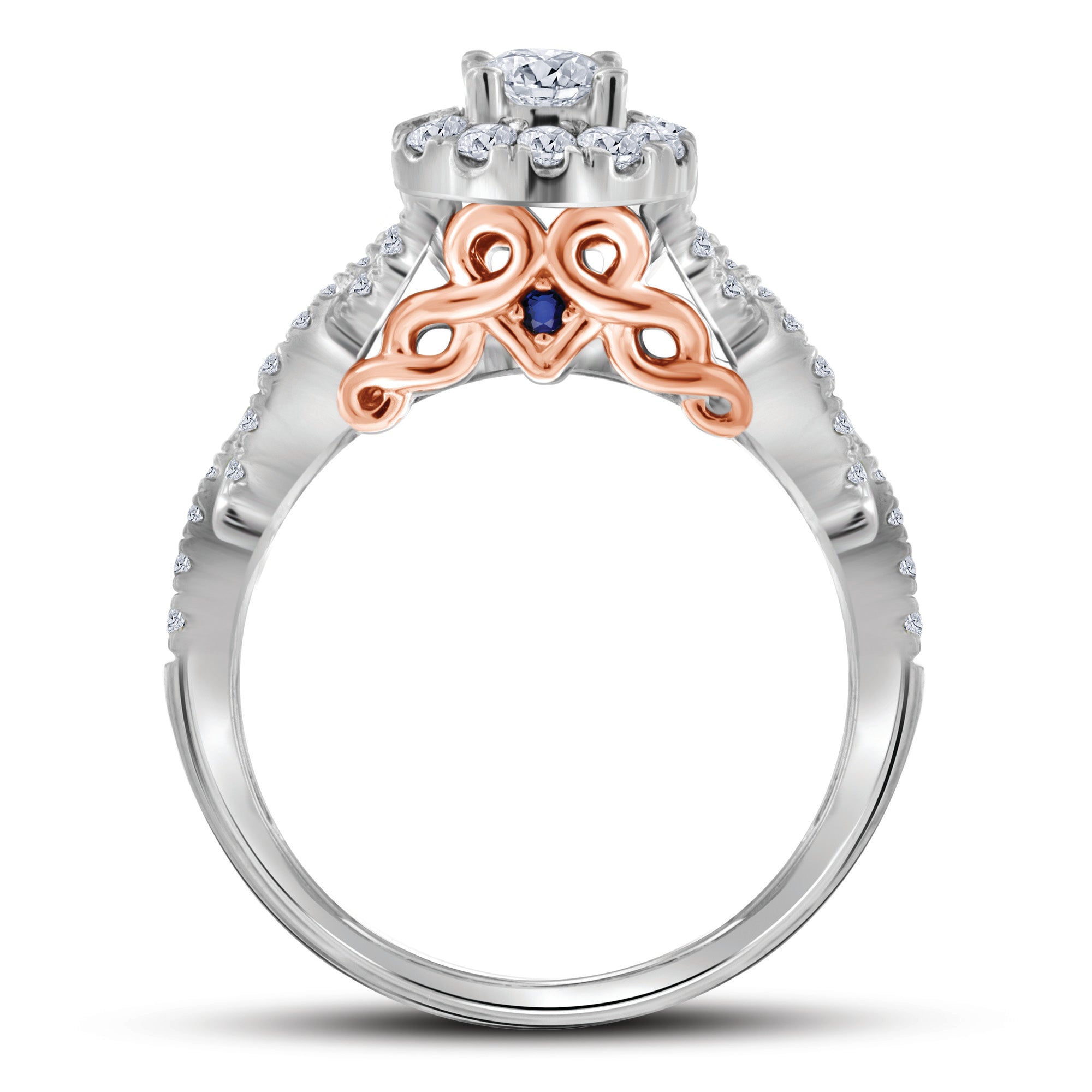 14kt Two-tone Gold Womens Round Diamond Bridal Wedding Engagement Ring Band Set 1.00 Cttw (Certified)