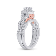 14kt Two-tone Gold Womens Round Diamond Bridal Wedding Engagement Ring Band Set 1.00 Cttw (Certified)