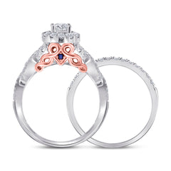 14kt Two-tone Gold Womens Round Diamond Bridal Wedding Engagement Ring Band Set 1.00 Cttw (Certified)