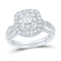 14kt White Gold Womens Round Diamond Bridal Wedding Engagement Ring Band Set 1.00 Cttw (Certified)