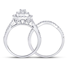 14kt White Gold Womens Round Diamond Bridal Wedding Engagement Ring Band Set 1.00 Cttw (Certified)
