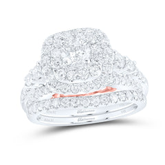 14kt Two-tone Gold Womens Round Diamond Bridal Wedding Engagement Ring Band Set 2.00 Cttw (Certified)