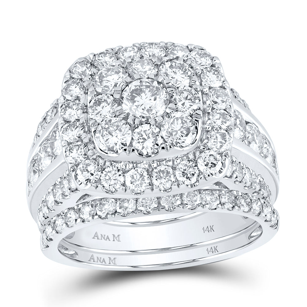 14kt White Gold Womens Round Diamond Bridal Wedding Engagement Ring Band Set 4.00 Cttw (Certified)