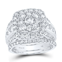 14kt White Gold Womens Round Diamond Bridal Wedding Engagement Ring Band Set 4.00 Cttw (Certified)