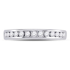 14kt White Gold Womens Round Diamond Single Row Channel-set Wedding Band 1/3 Cttw