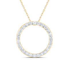 14kt Yellow Gold Womens Round Diamond Circle Outline Pendant 1/2 Cttw
