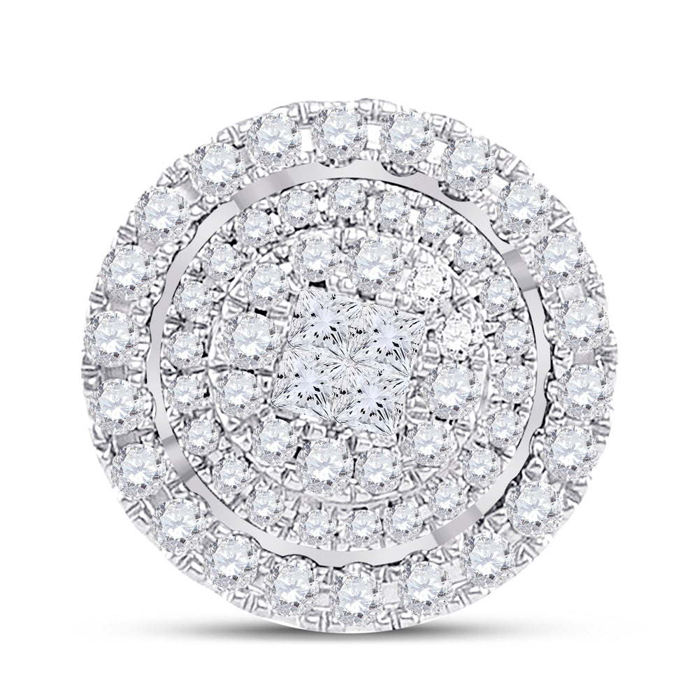 14K Yellow Gold Womens Princess Diamond Fashion Halo Cluster Pendant 1/2 CTW 1.96 Gram