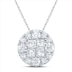 14kt White Gold Womens Princess Diamond Fashion Cluster Pendant 1/2 Cttw