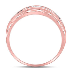 10kt Rose Gold Mens Round Diamond Wedding Scalloped Channel Set Band Ring 1/4 Cttw