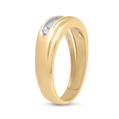 14kt Yellow Gold Mens Round Channel-set Diamond Wedding Anniversary Band Ring 1/4 Cttw