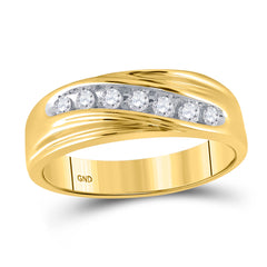 14kt Yellow Gold Mens Round Channel-set Diamond Wedding Anniversary Band Ring 1/4 Cttw