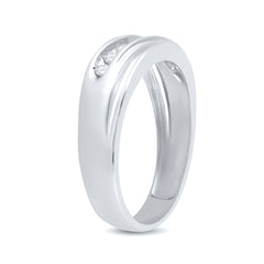 10kt White Gold Mens Round Channel-set Diamond Single Row Wedding Band Ring 1/4 Cttw