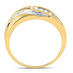 10kt Two-tone Gold Mens Round Diamond Wedding Anniversary Band Ring 1/4 Cttw