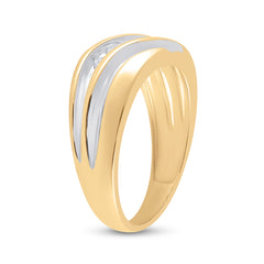 14kt Yellow Two-tone Gold Mens Round Diamond Wedding Anniversary Band Ring 1/4 Cttw