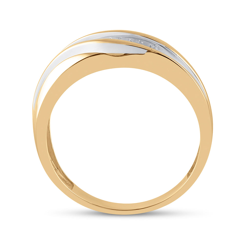 14kt Yellow Two-tone Gold Mens Round Diamond Wedding Anniversary Band Ring 1/4 Cttw