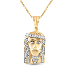 10k Yellow Gold Round Diamond Mens Jesus Christ Messiah Charm Pendant .29 Cttw