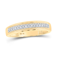 10kt Yellow Gold His & Hers Round Diamond Cluster Matching Bridal Wedding Ring Band Set 3/8 Cttw