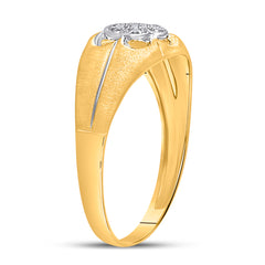 10kt Yellow Gold Mens Round Diamond Cluster Ring .02 Cttw
