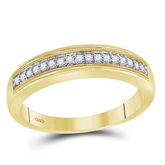 10kt Yellow Gold His & Hers Princess Diamond Cluster Matching Bridal Wedding Ring Band Set 1/2 Cttw