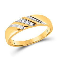 10k Yellow Gold Round Diamond His & Hers Matching Trio Wedding Bridal Engagement Ring Band Set 1/5 Cttw