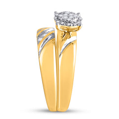 10k Yellow Gold Round Diamond His & Hers Matching Trio Wedding Bridal Engagement Ring Band Set 1/5 Cttw