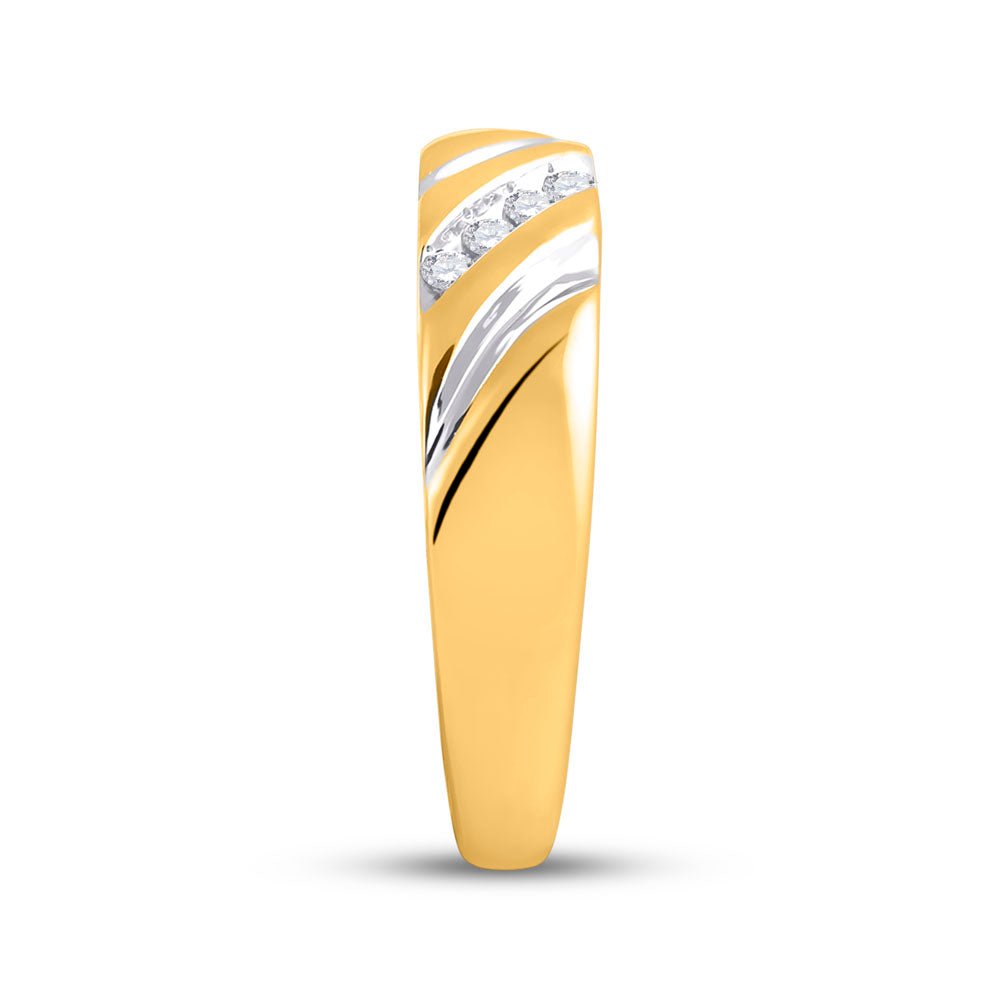 10k Yellow Gold Round Diamond His & Hers Matching Trio Wedding Bridal Engagement Ring Band Set 1/5 Cttw