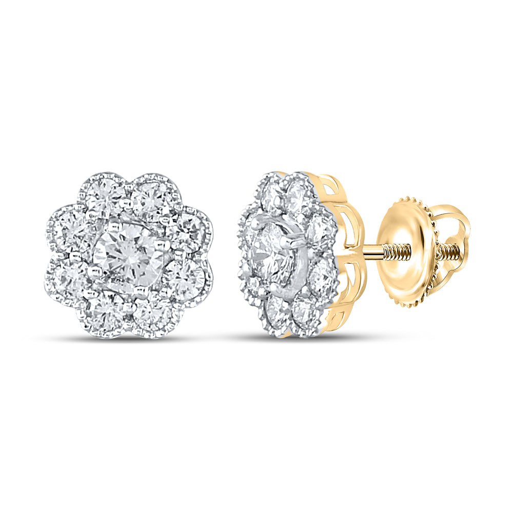1CTW-DIA FLOWER EARRING
