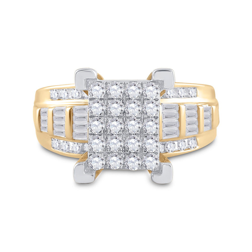 10kt Yellow Gold Womens Round Diamond Cindys Dream Cluster Bridal Wedding Engagement Ring 7/8 Cttw