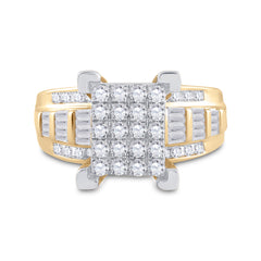 10kt Yellow Gold Womens Round Diamond Cindys Dream Cluster Bridal Wedding Engagement Ring 7/8 Cttw