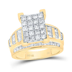 10kt Yellow Gold Womens Round Diamond Cindys Dream Cluster Bridal Wedding Engagement Ring 1-1/2 Cttw