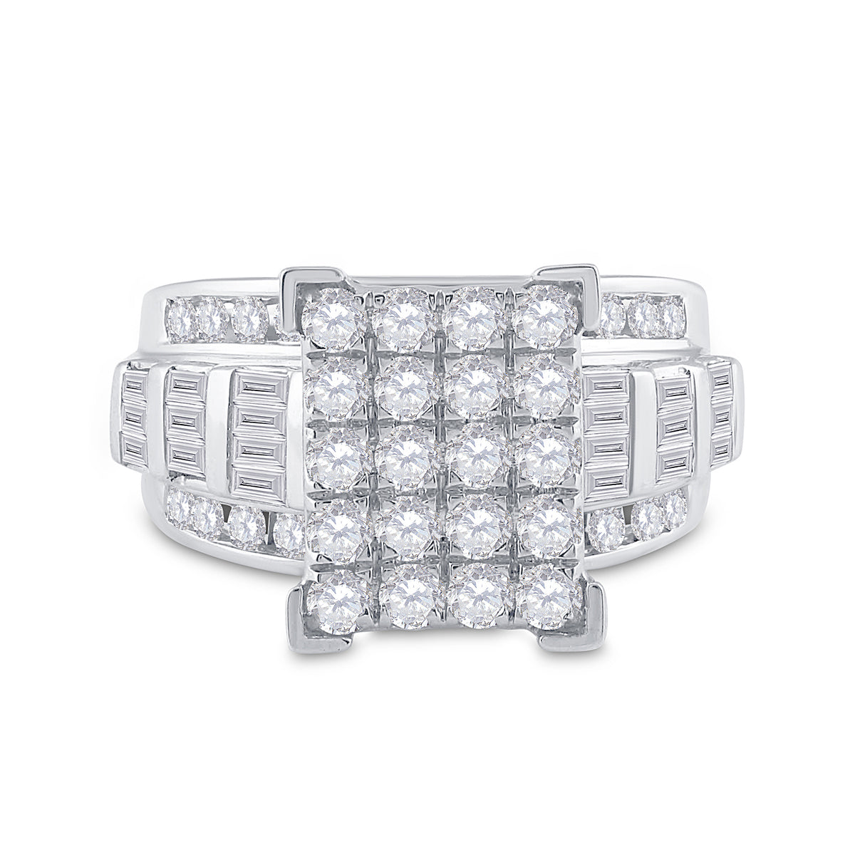 10K White Gold Womens Round Natural Diamond Cindys Dream Cluster Bridal Wedding Engagement Ring 2.00 CTW 7.59 Gram