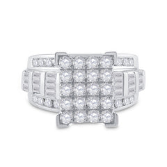 10K White Gold Womens Round Natural Diamond Cindys Dream Cluster Bridal Wedding Engagement Ring 2.00 CTW 7.59 Gram