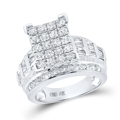 10kt White Gold Womens Round Diamond Cindys Dream Cluster Bridal Wedding Engagement Ring 2.00 Cttw - Size 8