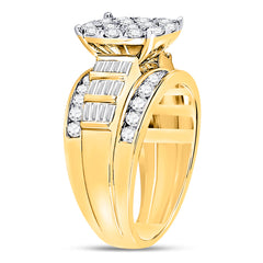 10kt Yellow Gold Womens Round Diamond Cindys Dream Cluster Bridal Wedding Engagement Ring 2.00 Cttw