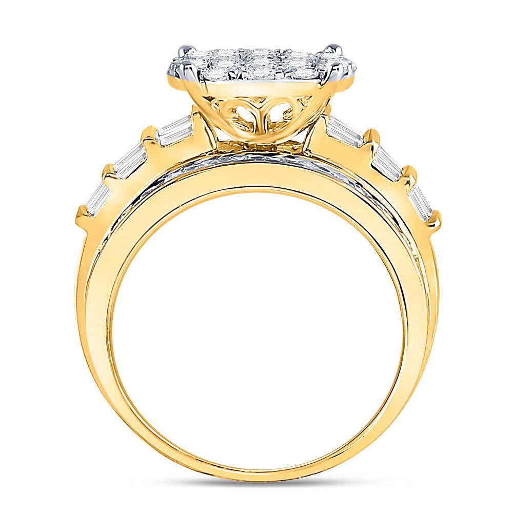 10kt Yellow Gold Womens Round Diamond Cindys Dream Cluster Bridal Wedding Engagement Ring 2.00 Cttw