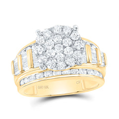 10kt Yellow Gold Womens Round Diamond Cindys Dream Cluster Bridal Wedding Engagement Ring 2.00 Cttw