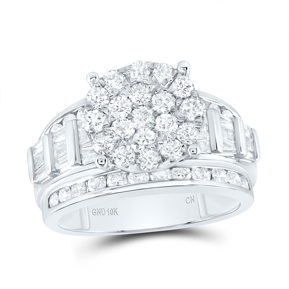 10kt White Gold Womens Round Diamond Cindys Dream Circle Cluster Bridal Wedding Engagement Ring 2.00 Cttw