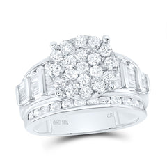 10kt White Gold Womens Round Diamond Cindys Dream Circle Cluster Bridal Wedding Engagement Ring 2.00 Cttw