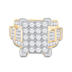 14K Yellow Gold Womens Round Natural Diamond Cindys Dream Cluster Bridal Wedding Engagement Ring 4.00 CTW 13.92 Gram