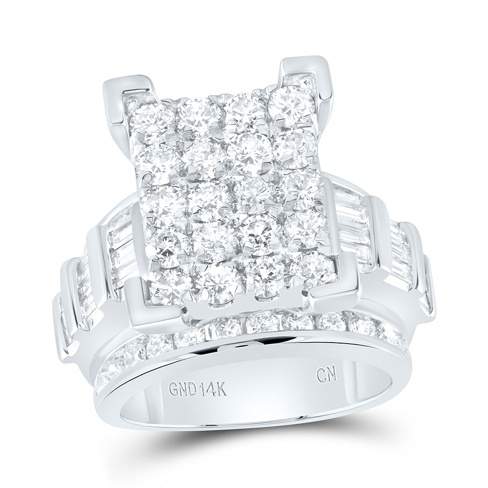 14kt White Gold Womens Round Diamond Cindys Dream Cluster Bridal Wedding Engagement Ring 4.00 Cttw