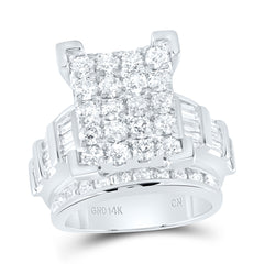 14kt White Gold Womens Round Diamond Cindys Dream Cluster Bridal Wedding Engagement Ring 4.00 Cttw
