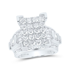 10kt White Gold Womens Round Diamond Cindys Dream Cluster Bridal Wedding Engagement Ring 3.00 Cttw