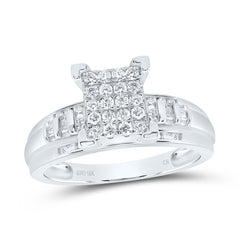 10kt White Gold Womens Round Diamond Cindys Dream Cluster Bridal Wedding Engagement Ring 1/2 Cttw - Size 10