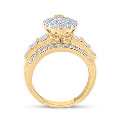 10kt Yellow Gold Womens Diamond Oval Cluster Bridal Wedding Engagement Ring 2.00 Cttw