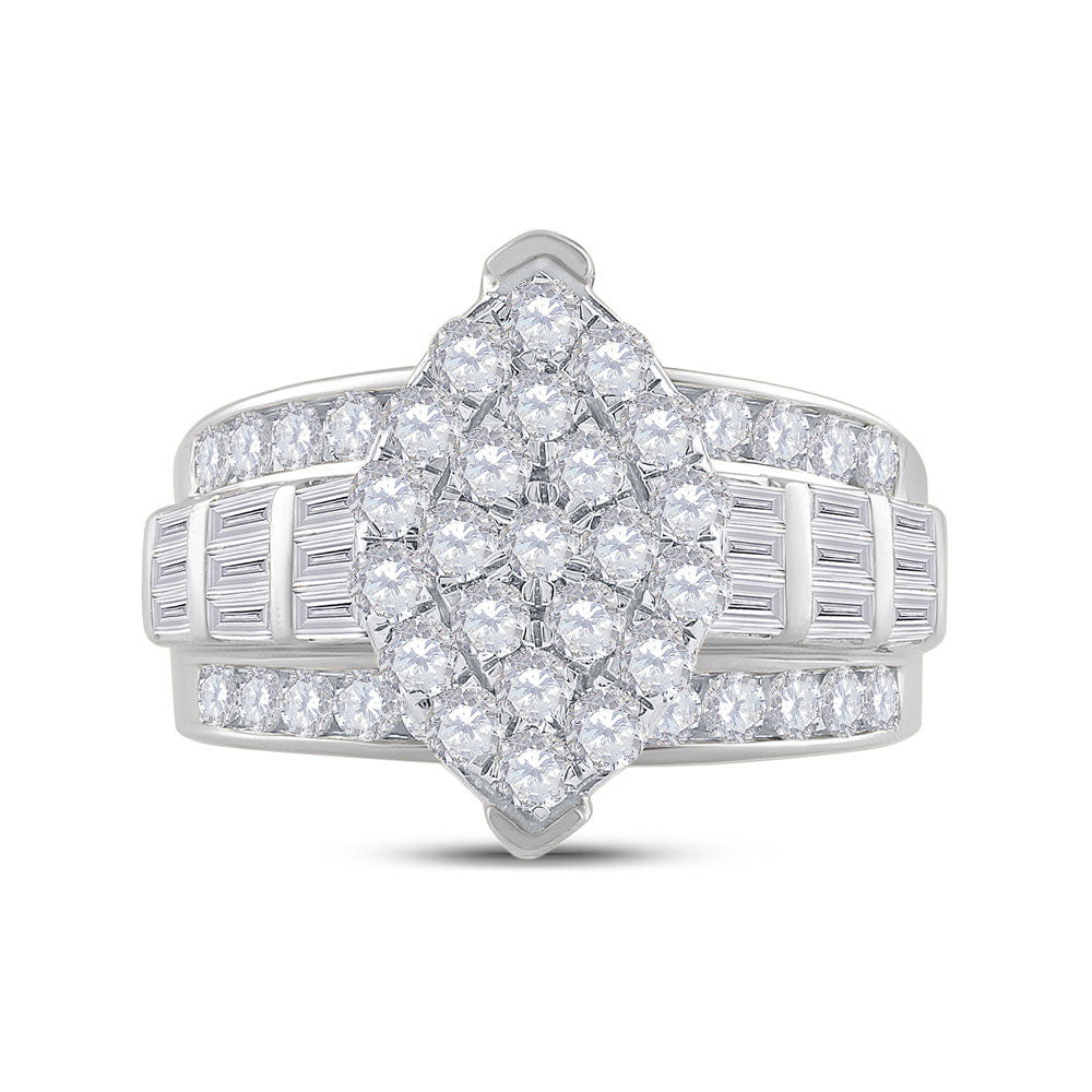 10kt White Gold Womens Diamond Oval Cluster Bridal Wedding Engagement Ring 2.00 Cttw